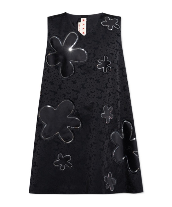 Marni Floral-jacquard Mini Dress In Black