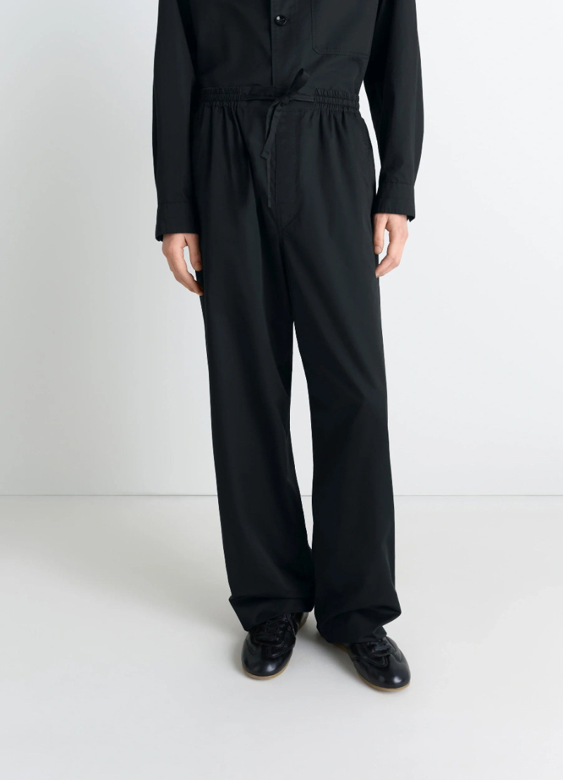 Lemaire Elasticated-waist Cotton Straight-leg Trousers In Black