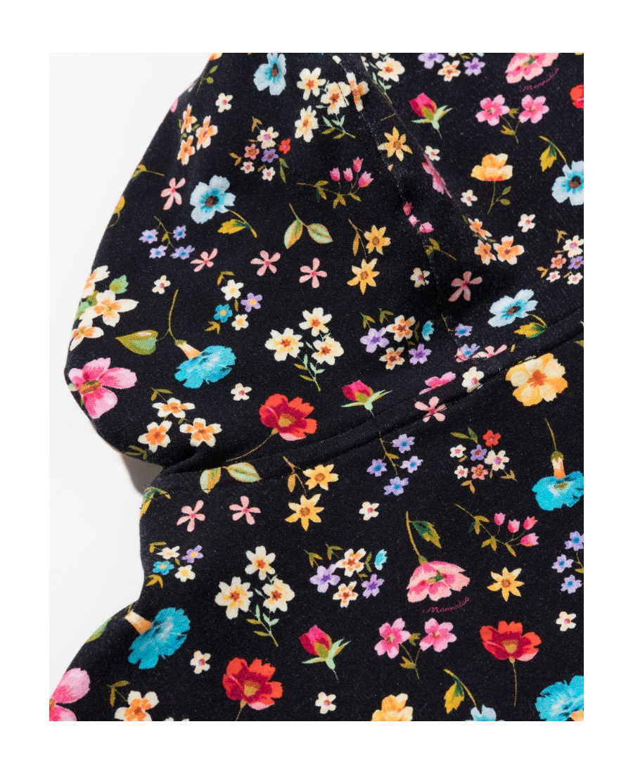 Monnalisa Bubbles Floral Print Hoodie In Black