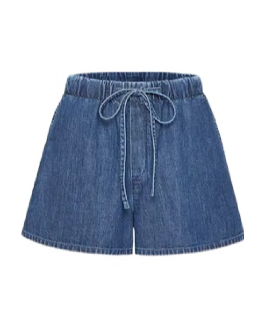 Valentino Drawstring Denim Shorts In Blue