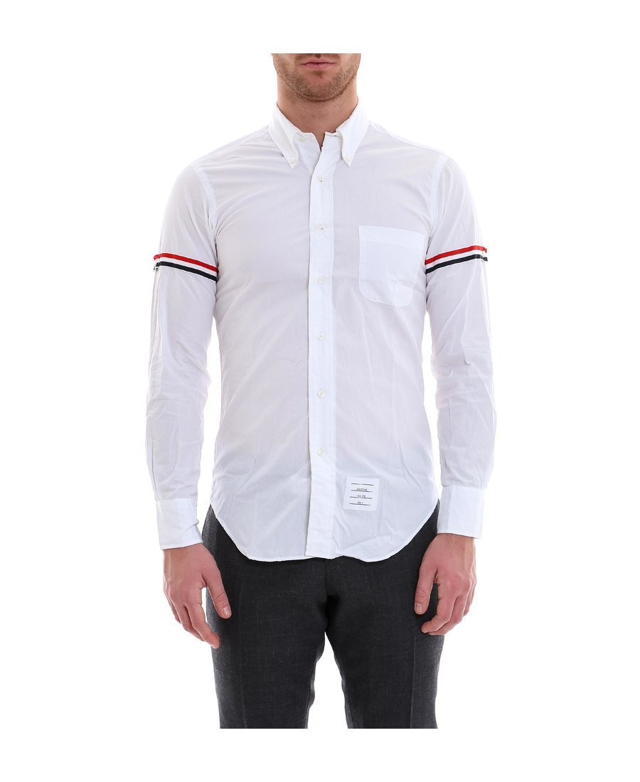 Thom Browne Oxford Button-down Shirt With Rwb Armbands In White