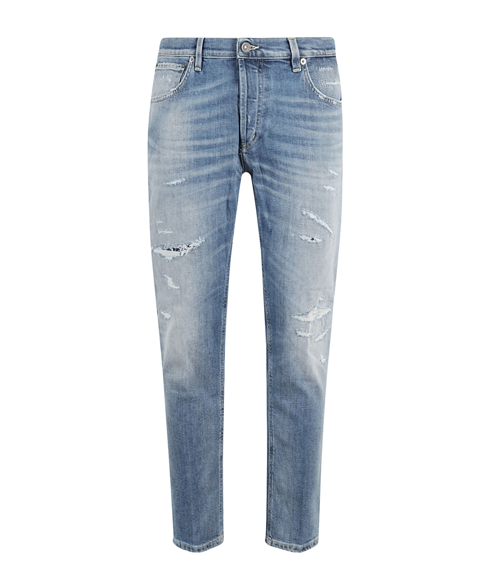 Dondup Brighton Carrot Fit Darned Light Blue Denim Jeans In Blue