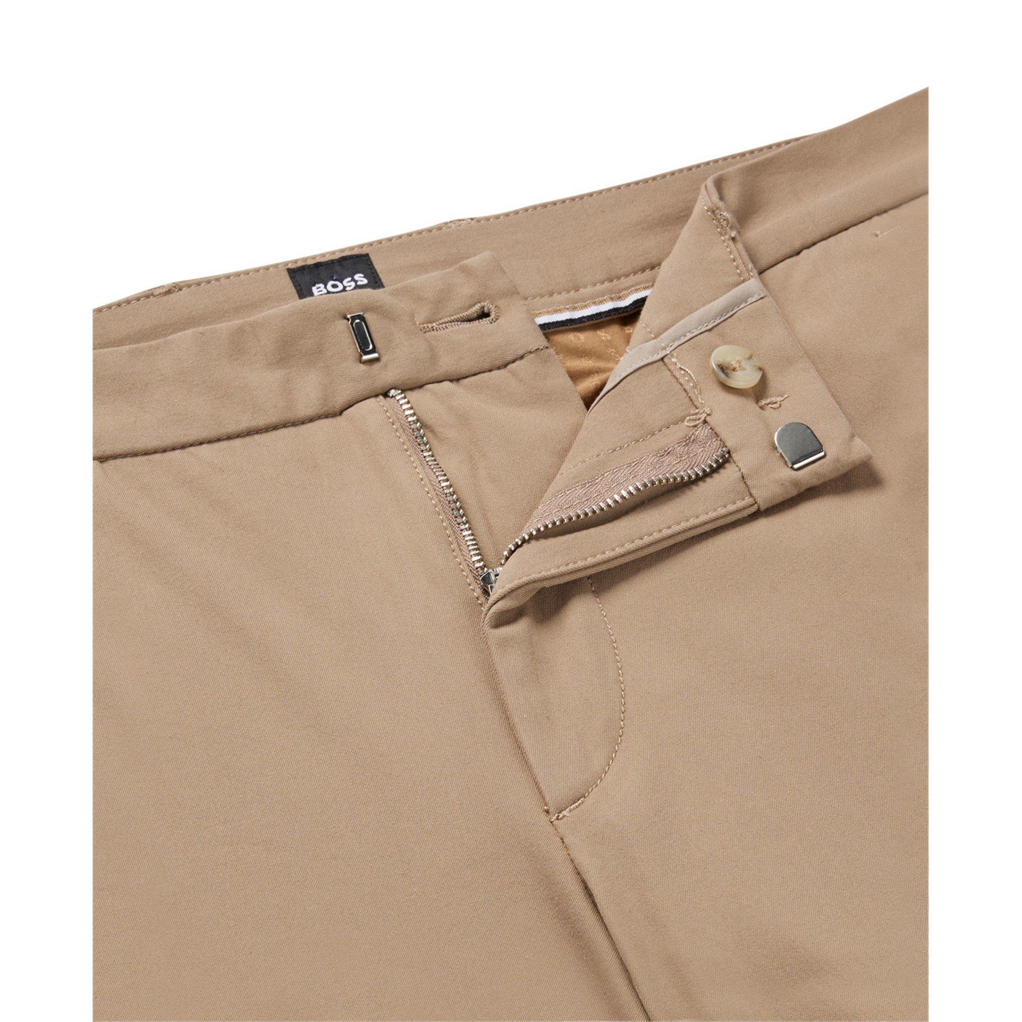 Hugo Boss Solid Casual Trousers In Brown