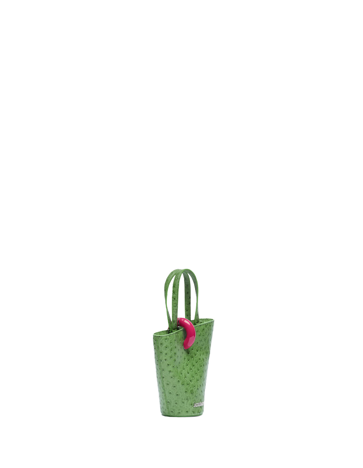 Jacquemus Le Petit Bambola Ostrich-embossed Bag In Green