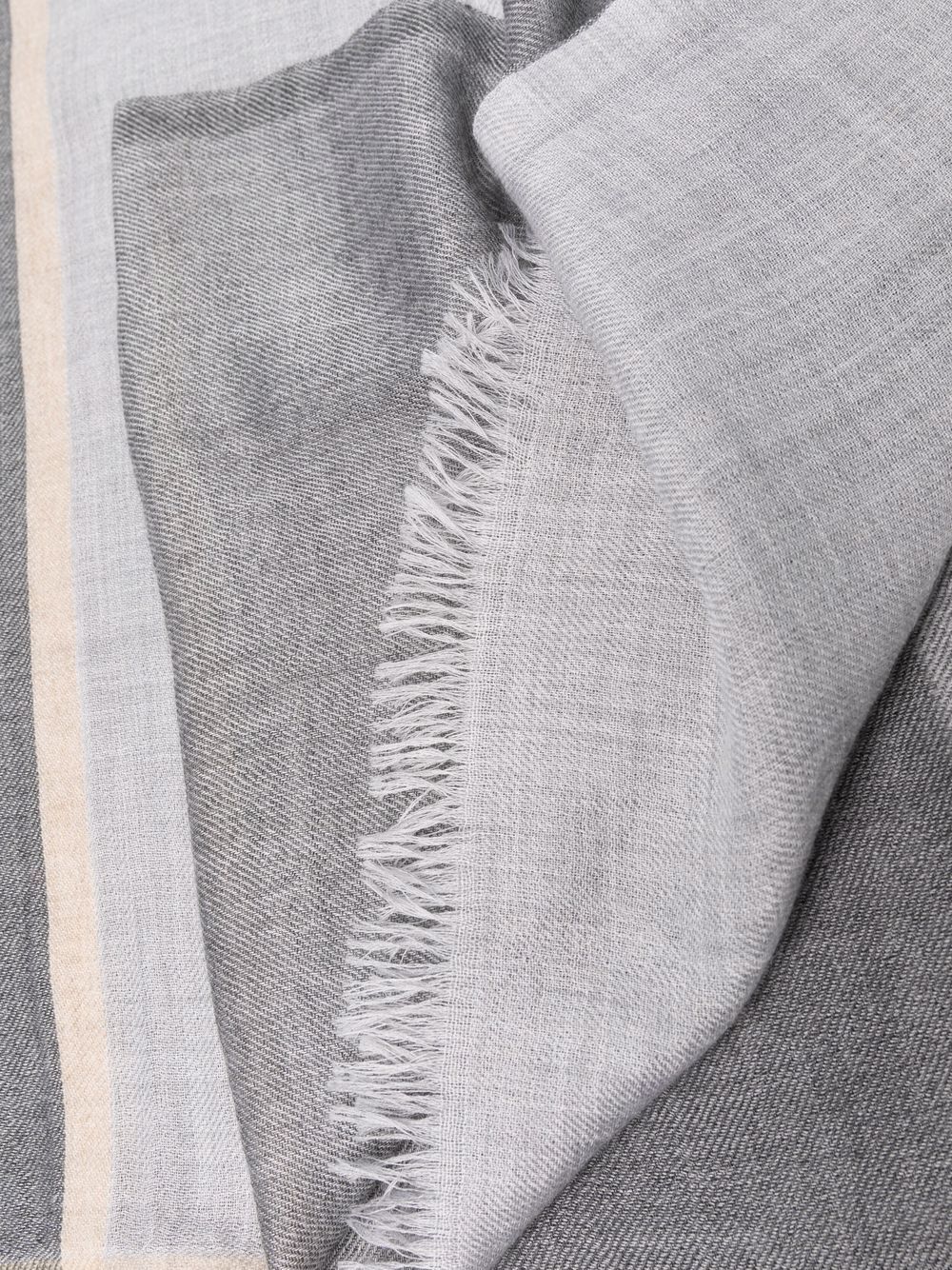 Brunello Cucinelli Frayed-edge Rectangle-shape Scarf In Gray
