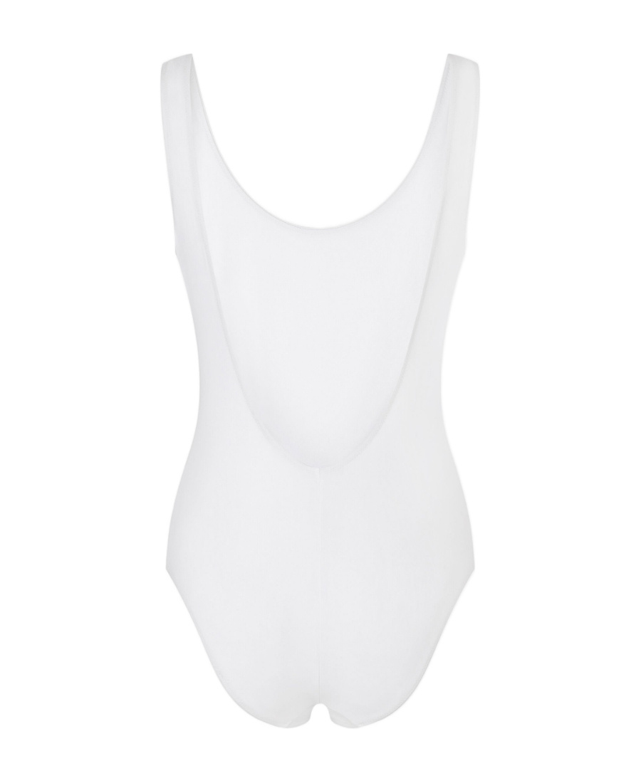 Dolce & Gabbana Racer-style Logo-plaque Swimsuit In White