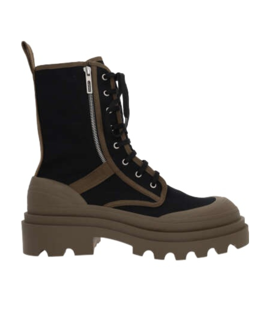 Bottega Veneta Tie Canvas Boots In Black