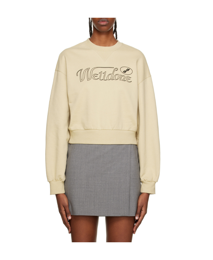 We11 Done Logo-print Cropped Sweatshirt In Nude