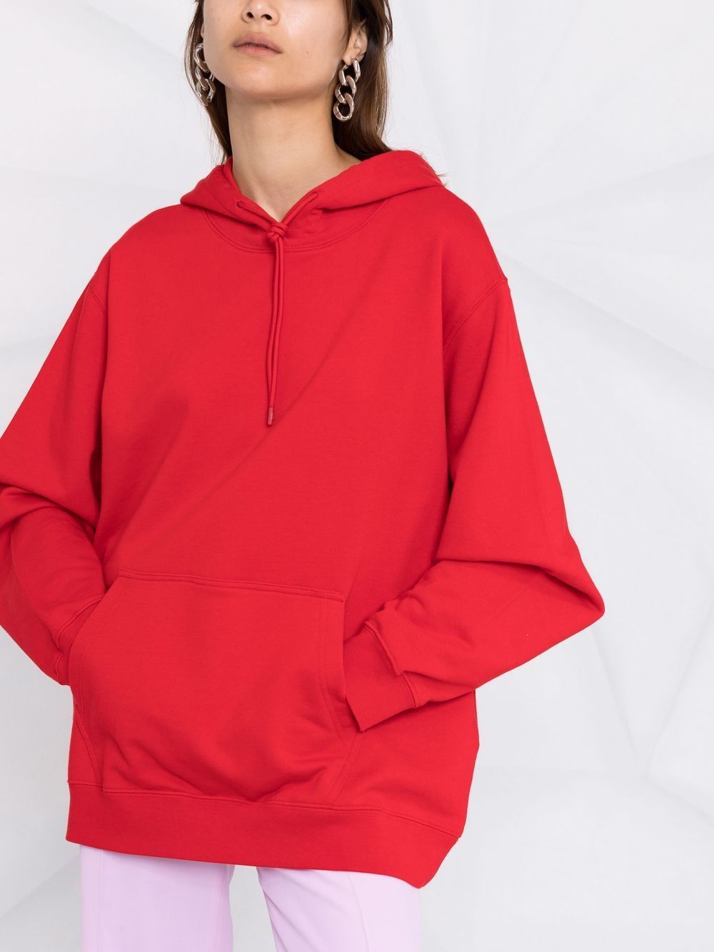 Msgm Logo-print Cotton Hoodie In Red