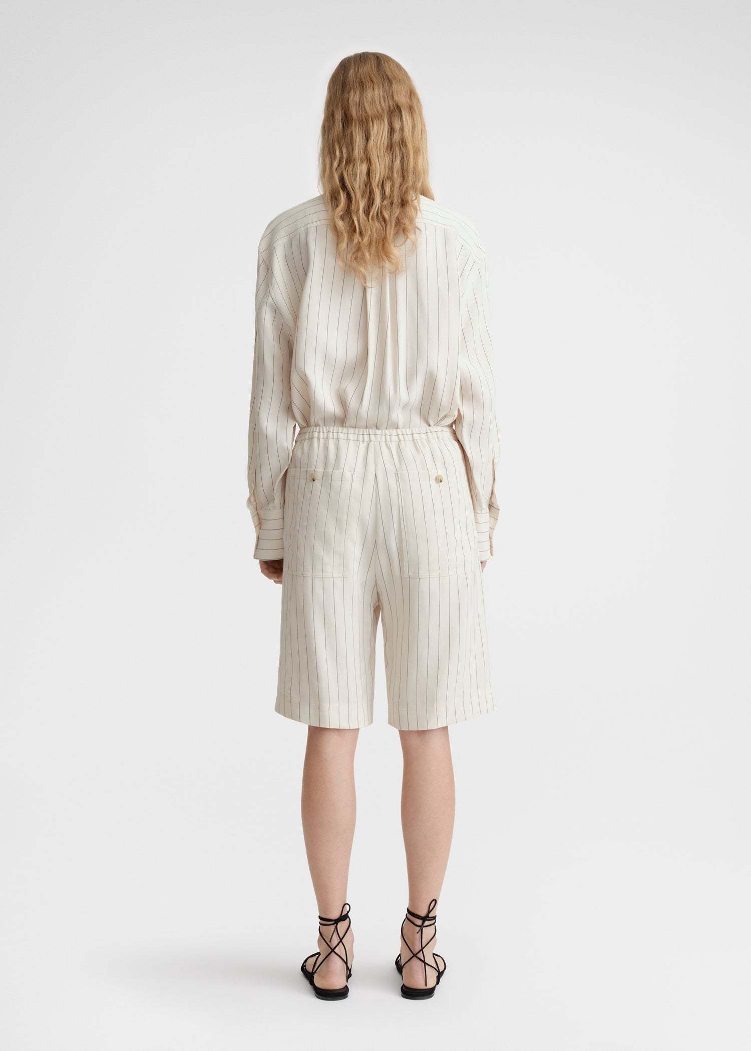 Totême Drawstring-waist Pinstripe Shorts In White