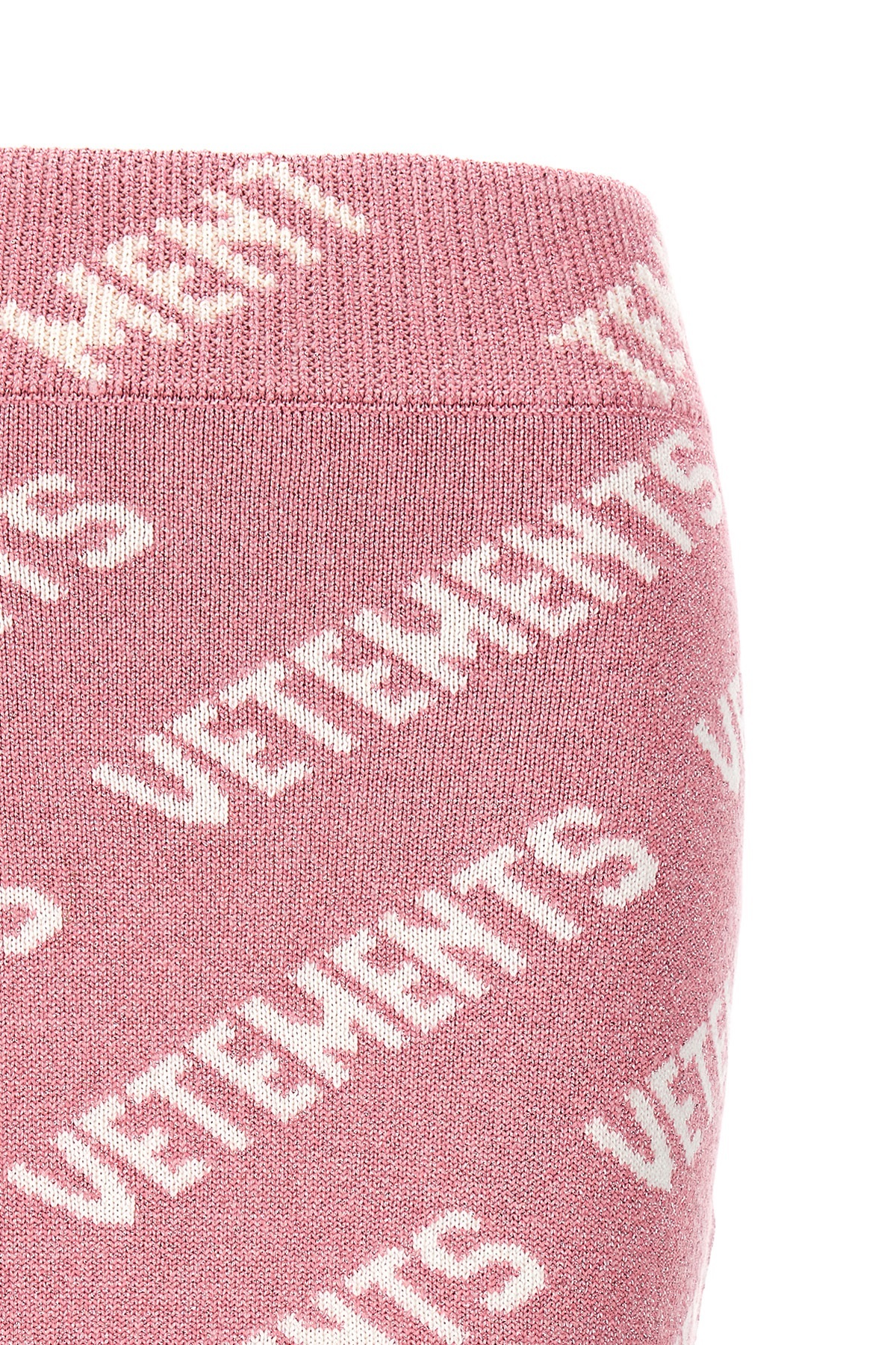 Shop Vetements Logo-intarsia Lurex Miniskirt In Pink