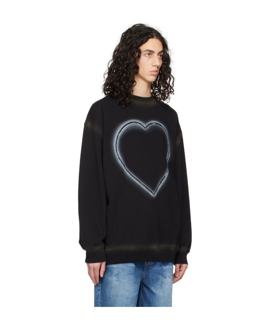 We11 Done Heart-print Cotton Sweatshirt In Black