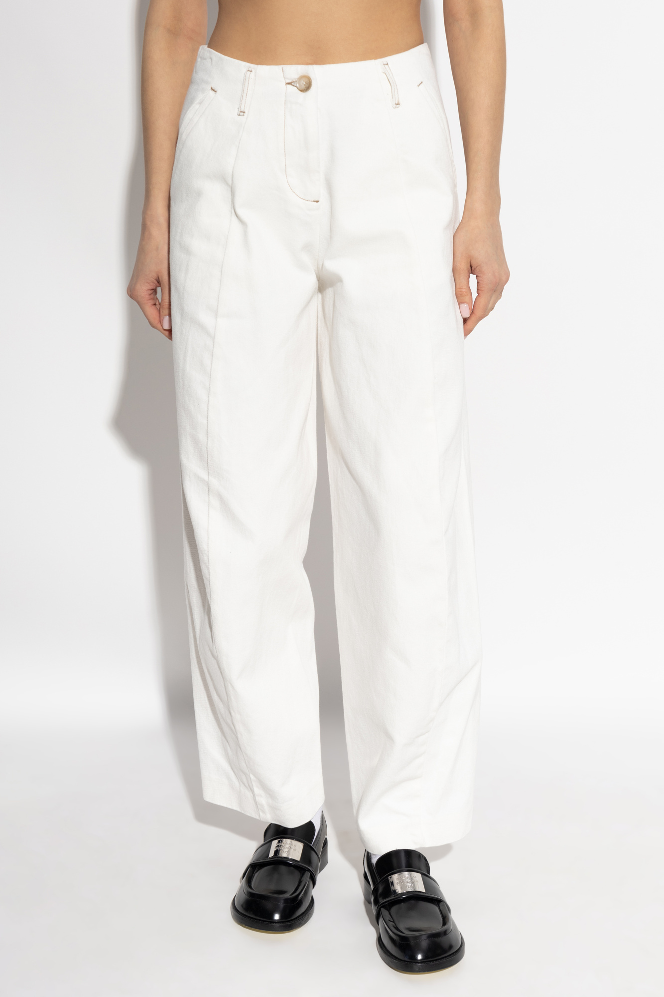 Emporio Armani High-waisted Wide Leg Trousers In White