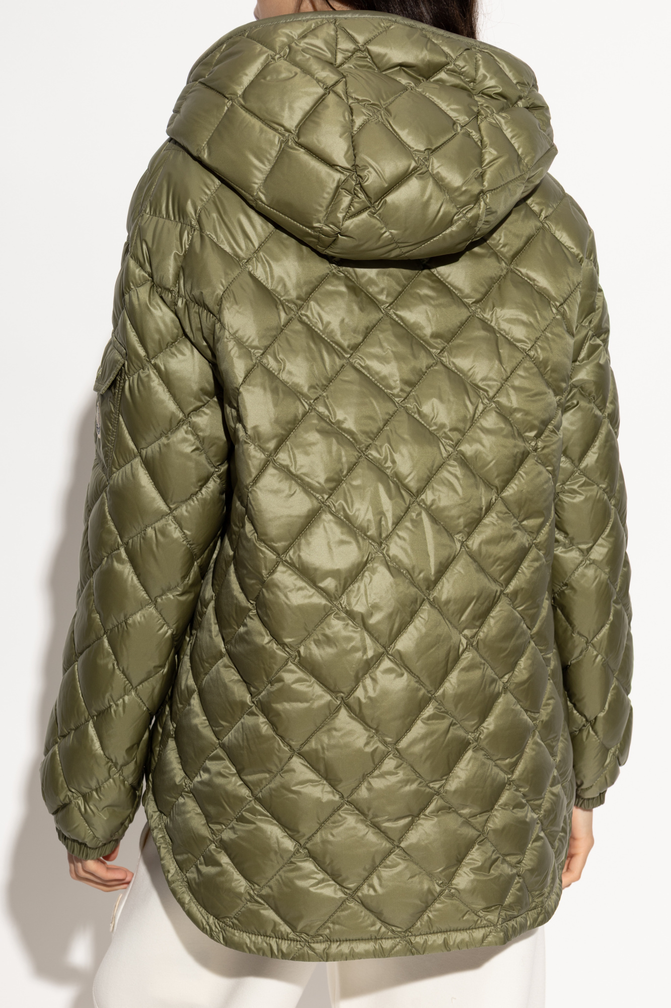Moncler Camicia Long-sleeved Down Jacket In Green