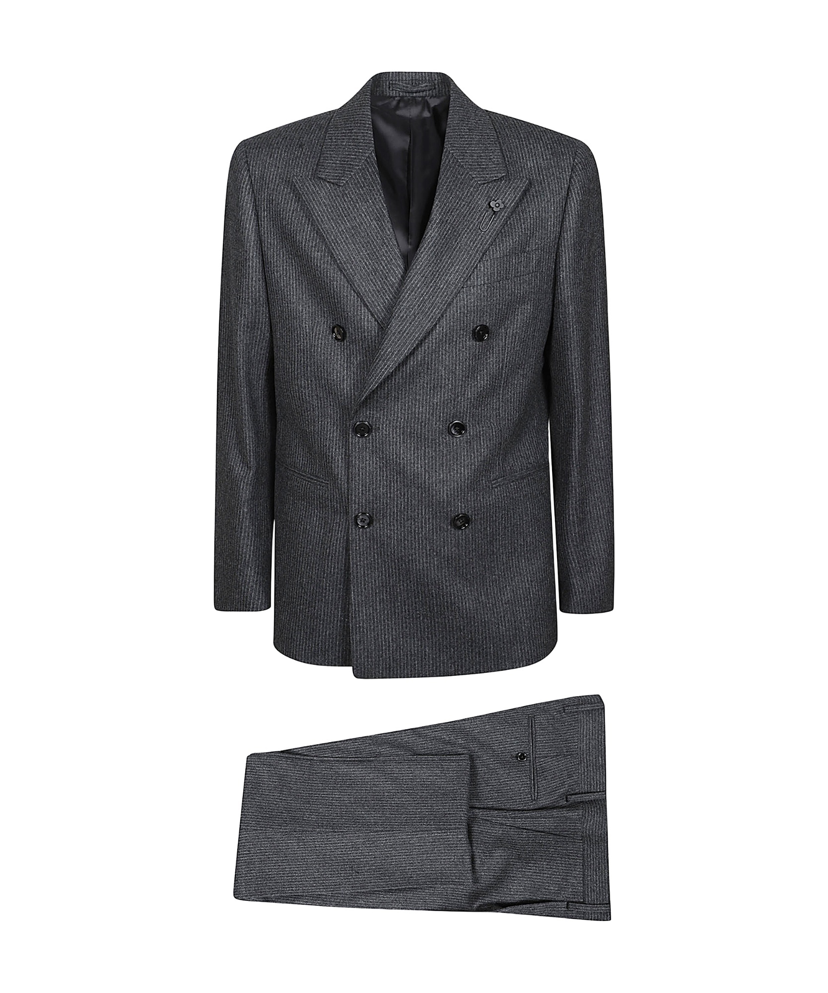 Lardini Pinstripe Double-breasted Suit In Black