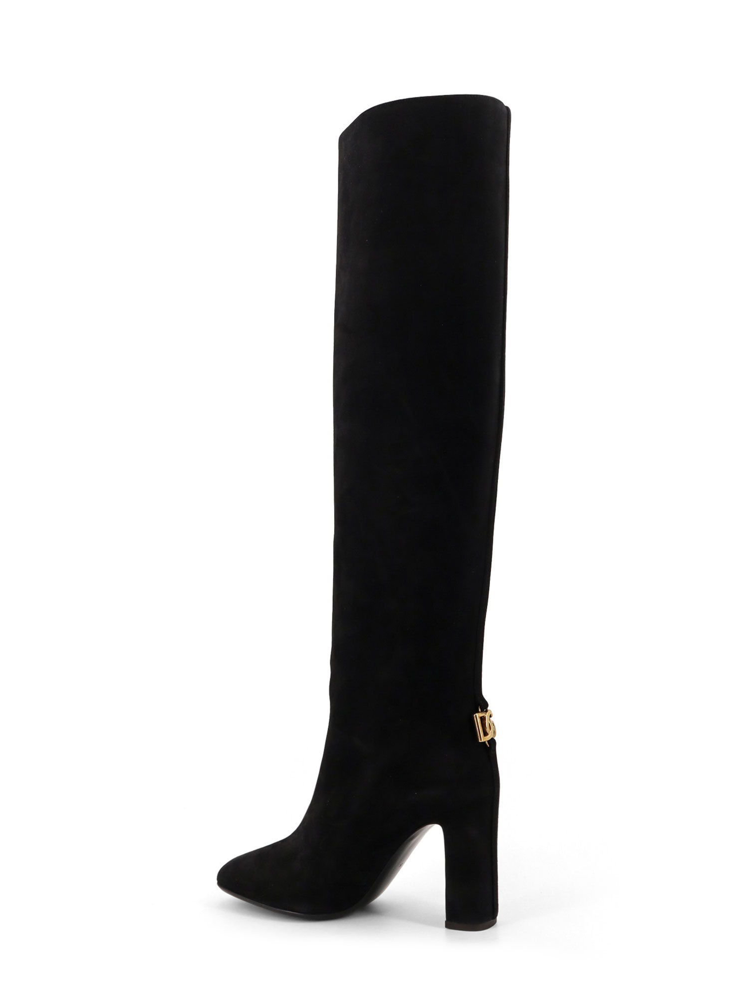 Dolce & Gabbana Logo Thigh-high Boots In Black