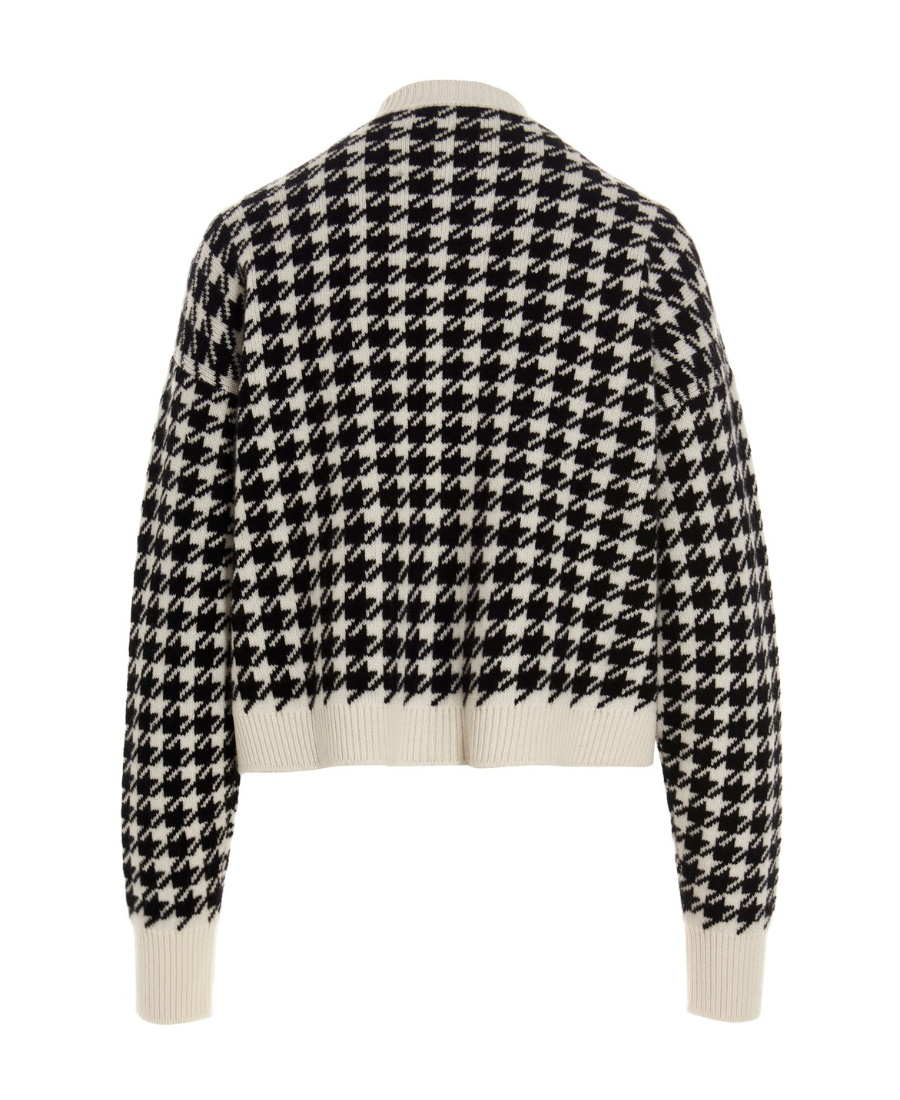 Miu Miu Houndstooth-knit Cashmere Cardigan In Black