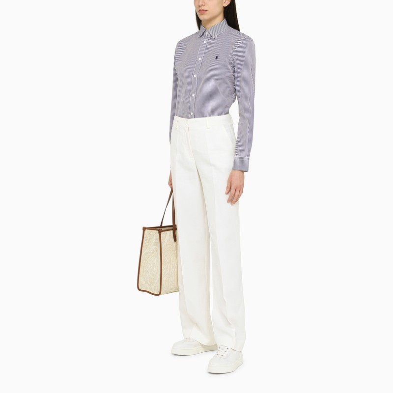 Shop Polo Ralph Lauren Embroidered-logo Buttoned Shirt In White