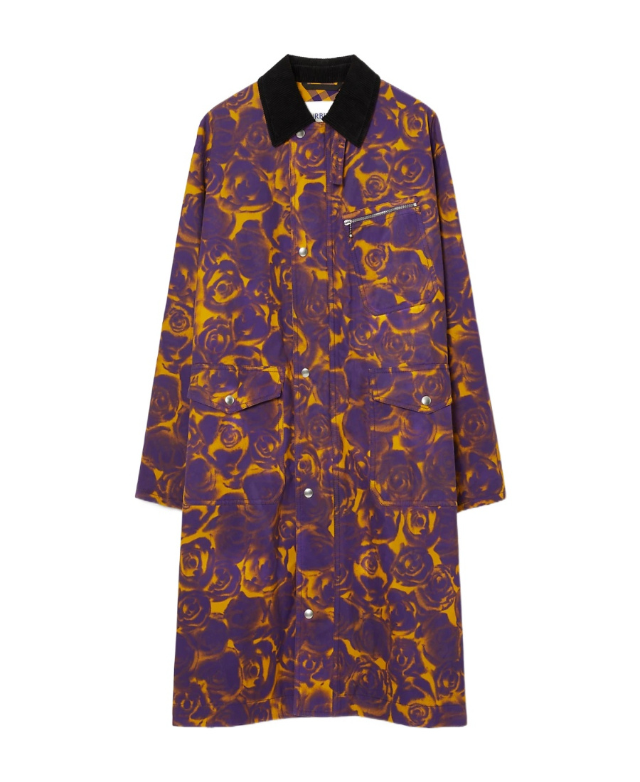 Burberry Rose Print Car Coat In Brown
