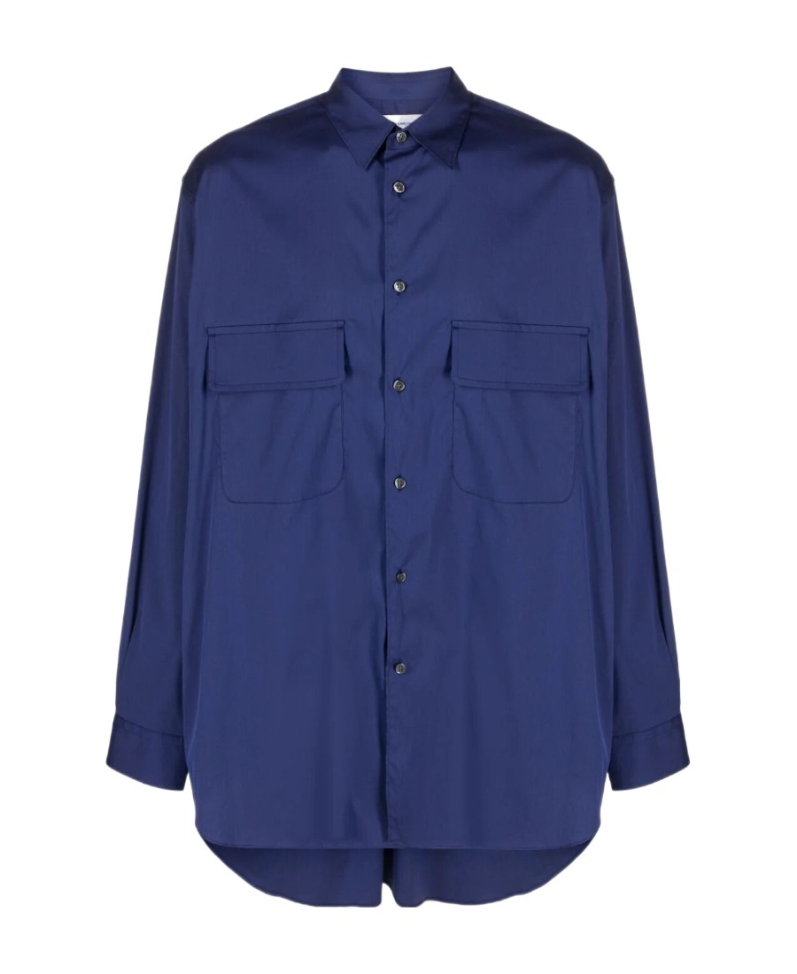 Comme Des Garçons Button-down Collar Long Sleeve Shirt With Pockets In Blue