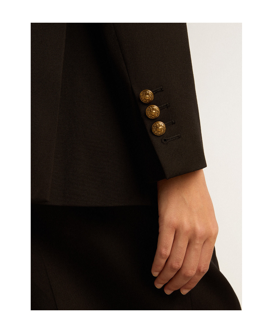 Golden Goose Double Breasted Blazer In Light Dry Wool Gabardine Clothing In Black