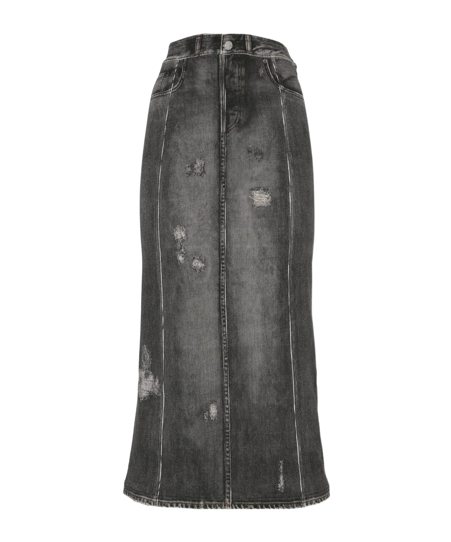 Acne Studios Printed Stretch Cotton Midi Skirt In Black
