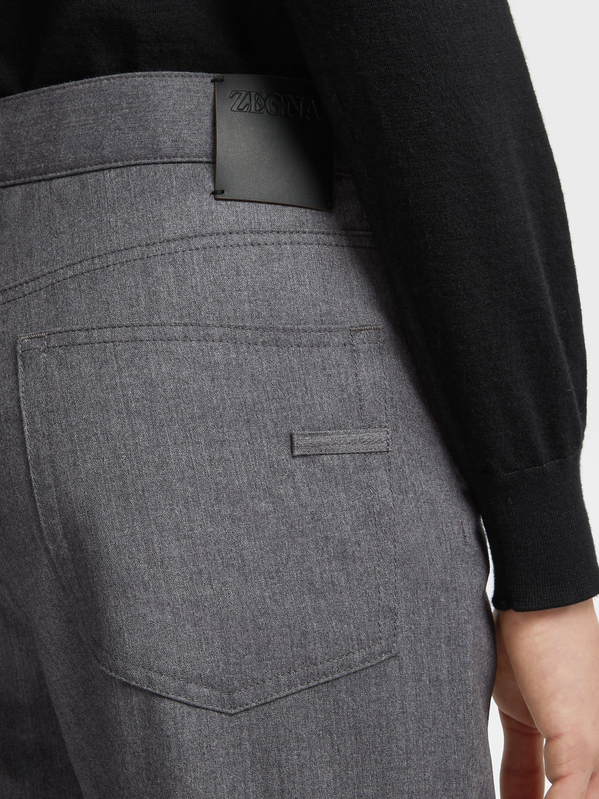 Zegna Roccia Stonewashed Wool Trousers In Gray