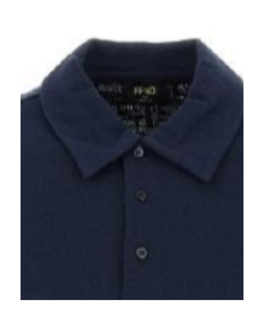 Fendi Monogram-jacquard Cotton Polo Shirt In Blue