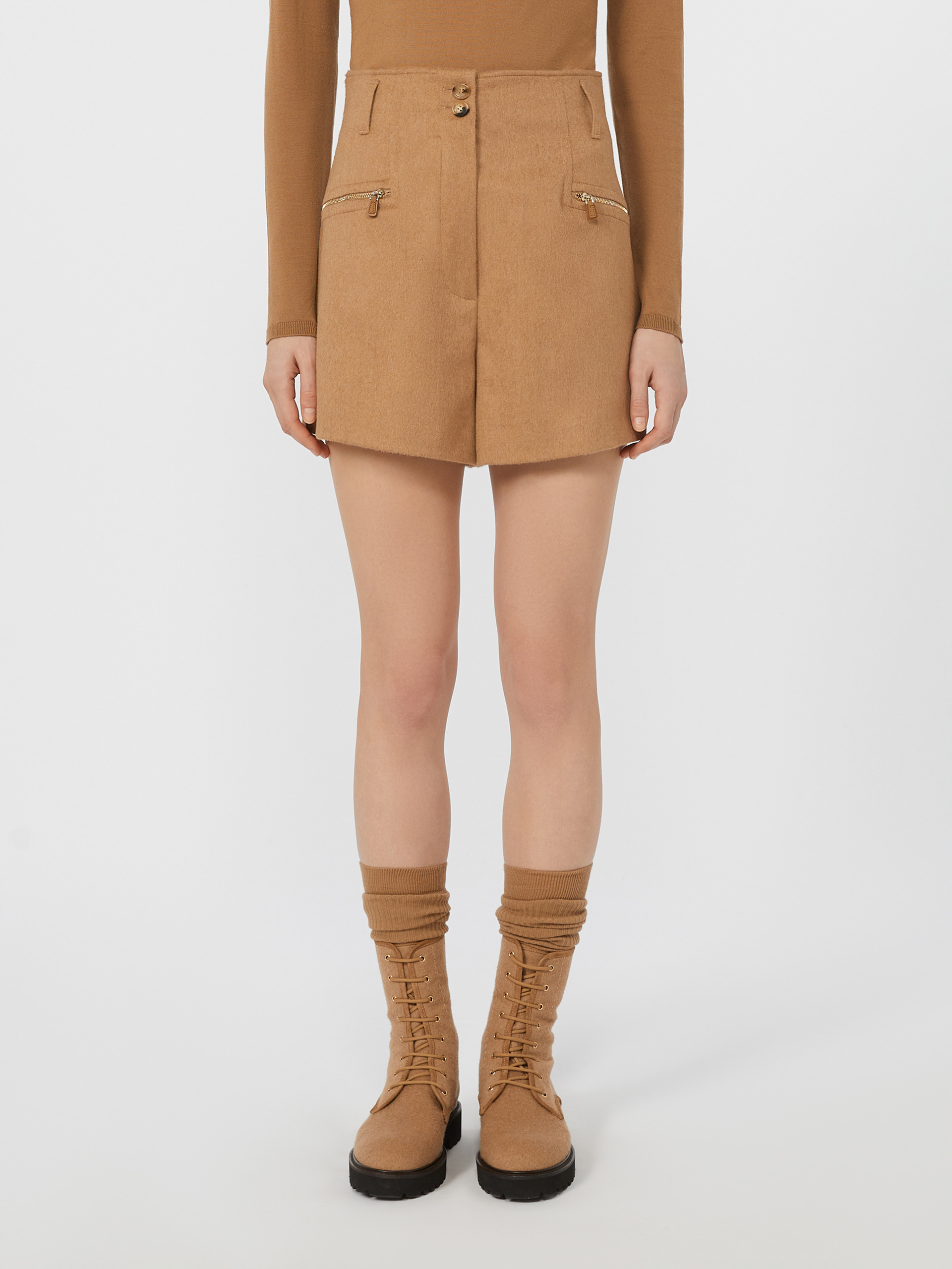 Max Mara Camel Colour Shorts In Brown
