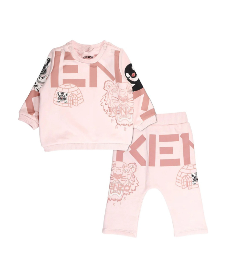 Kenzo Tiger Printed Logo Set In Pink