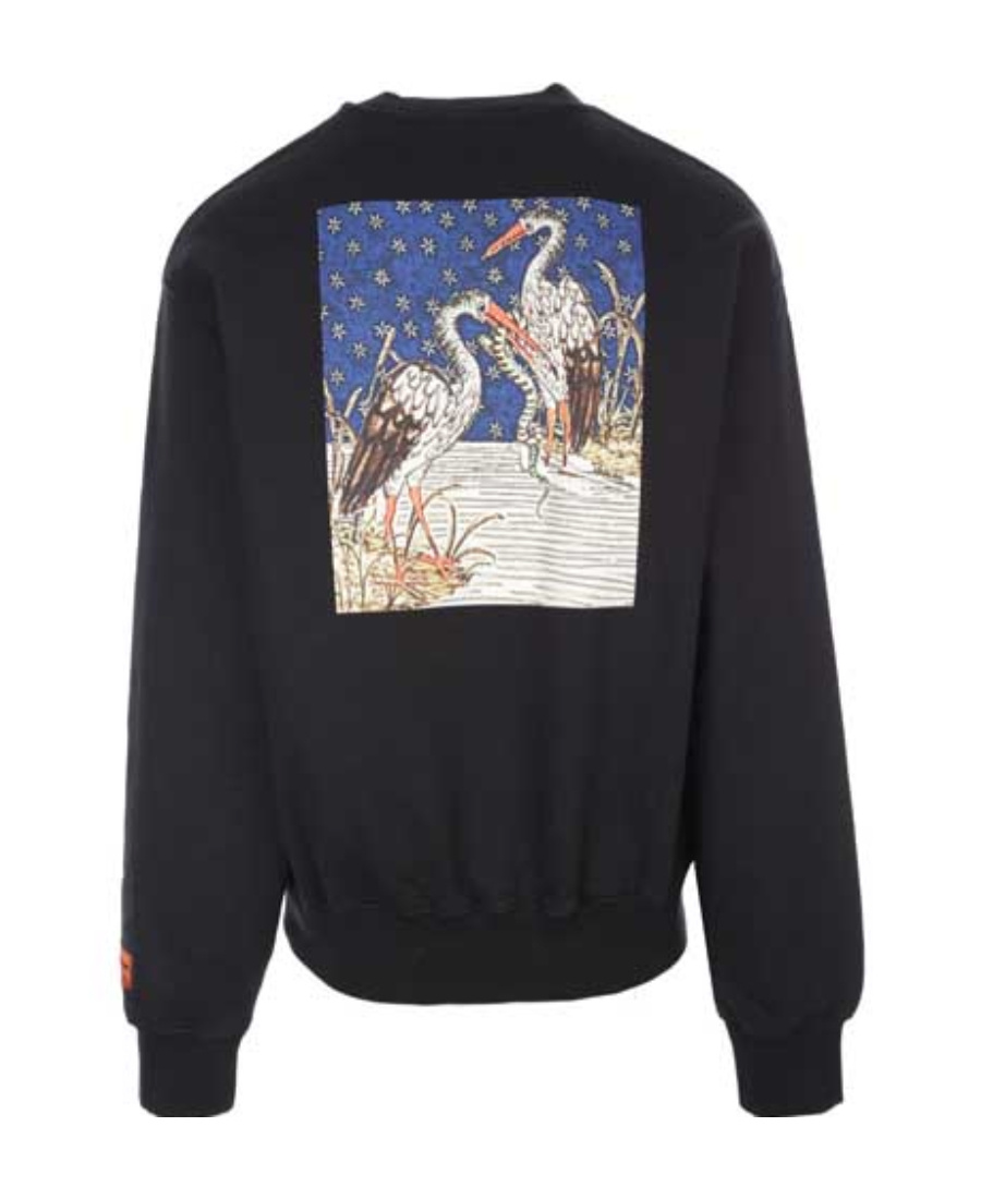 Heron Preston Medieval Heron Oversize Crewneck Sweatshirt In Black