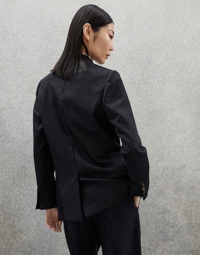 Brunello Cucinelli Double-breasted Wool Blazer In Black