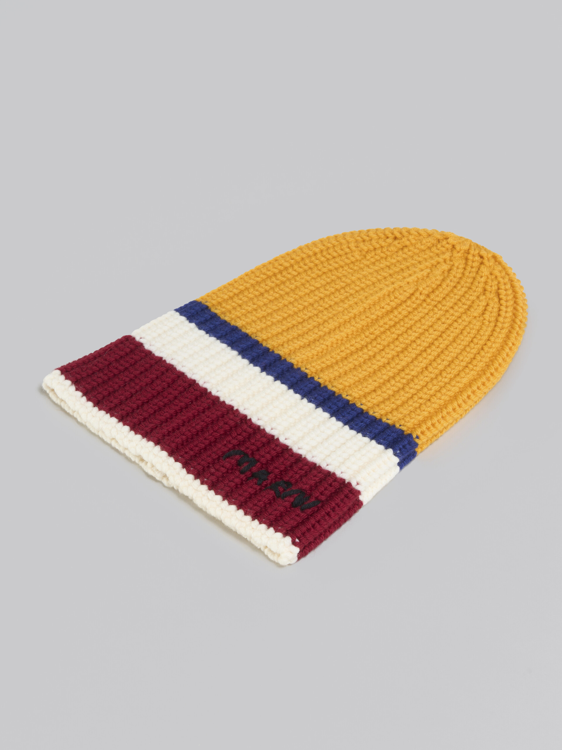 Marni Striped Ribbed-knit Wool Beanie In Multicolor