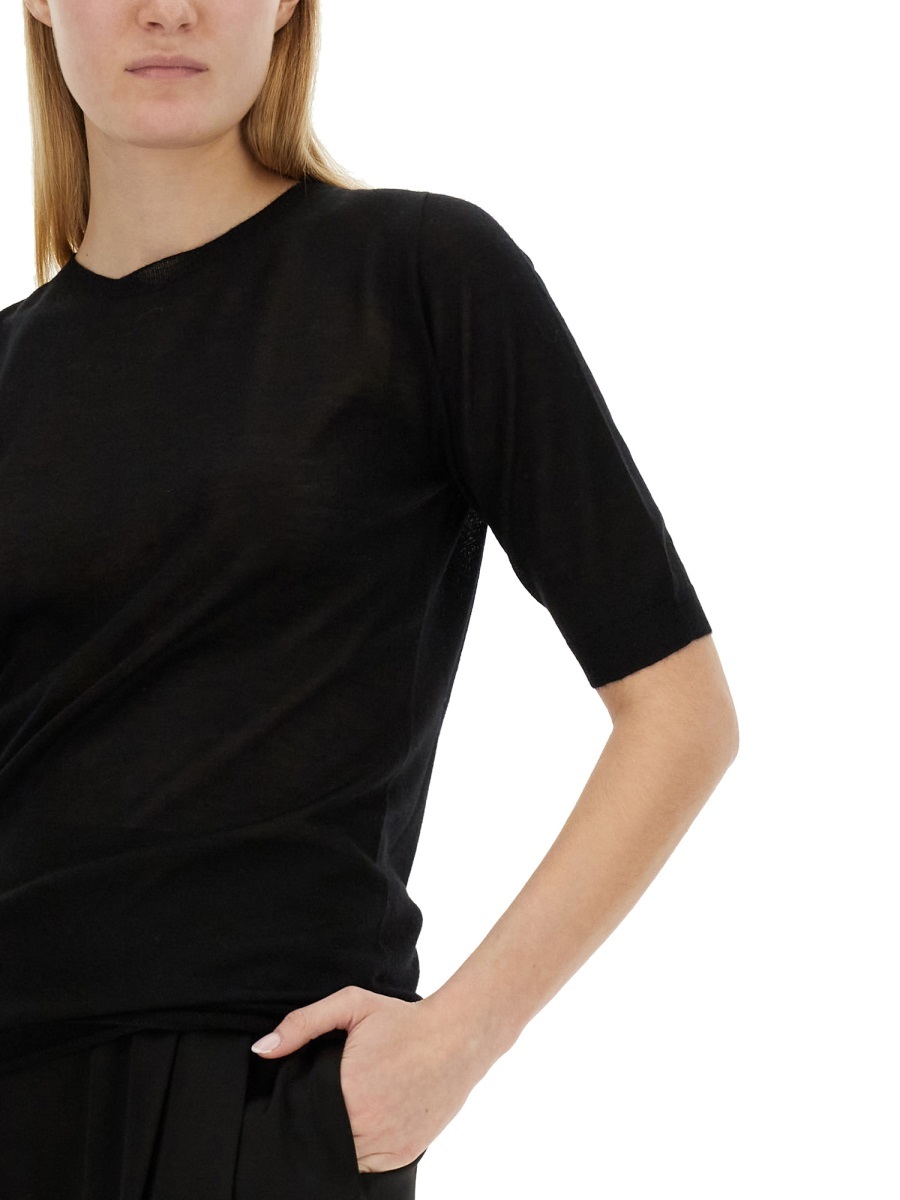 Shop Fabiana Filippi Short-sleeved Crewneck Jumper In Black