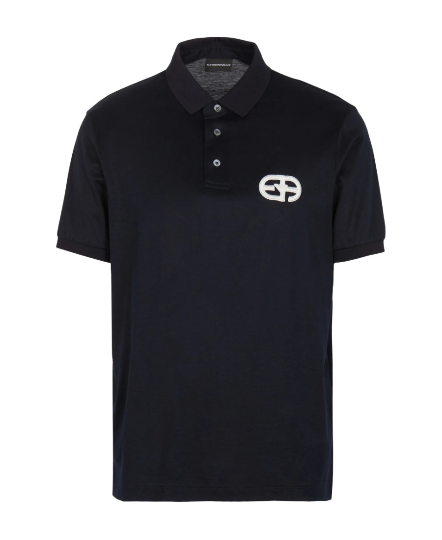 Emporio Armani Cotton Blend Polo Shirt In Blue