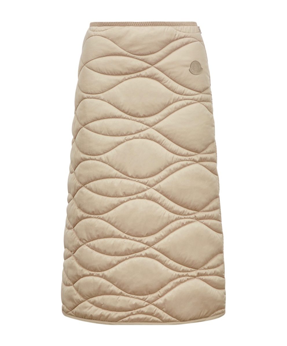 Moncler Quilted Midi Skirt In Nude