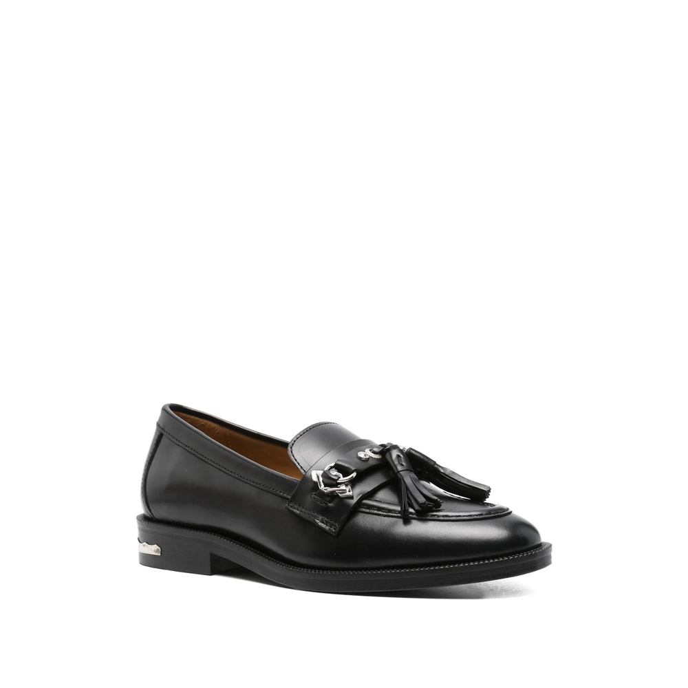 Toga Tassel-embellished Leather Loafers In Black