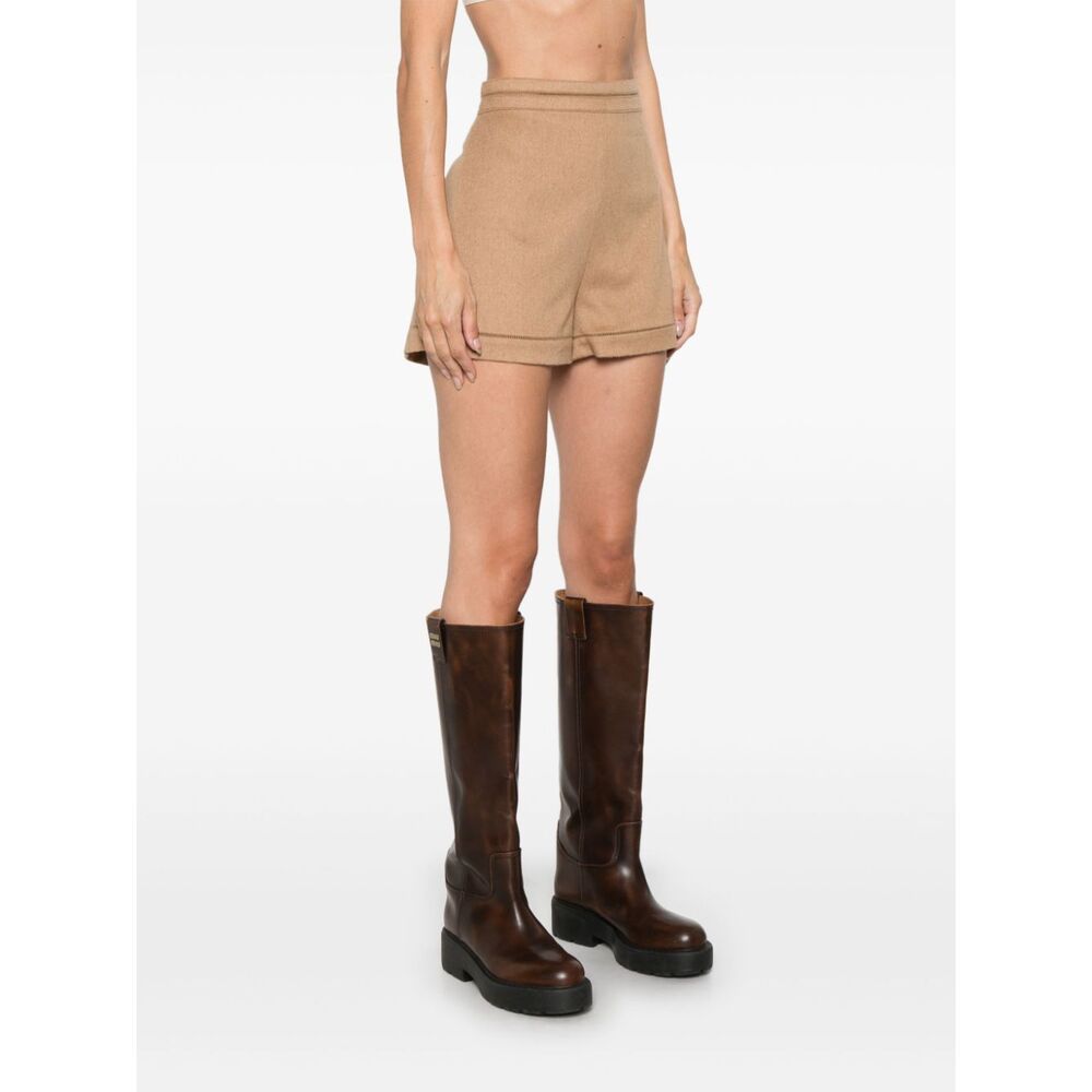 Max Mara Adagio High Waist Knitted Shorts In Nude
