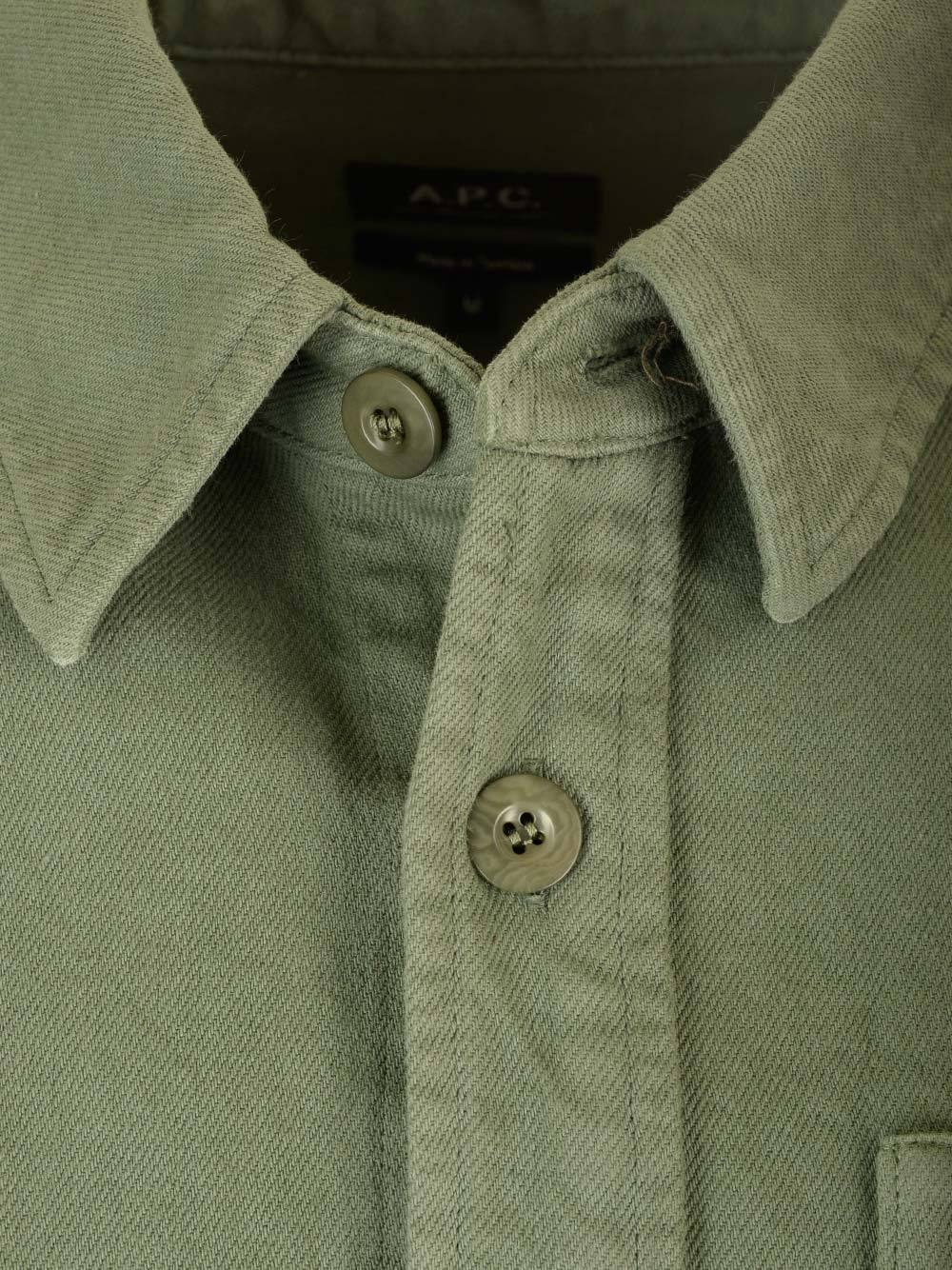 Apc A.p.c. Basile Brodée Poitrine Overshirt In Green