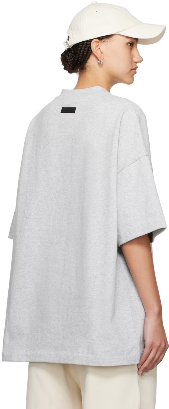 Essentials Gray Crewneck T-shirt In White