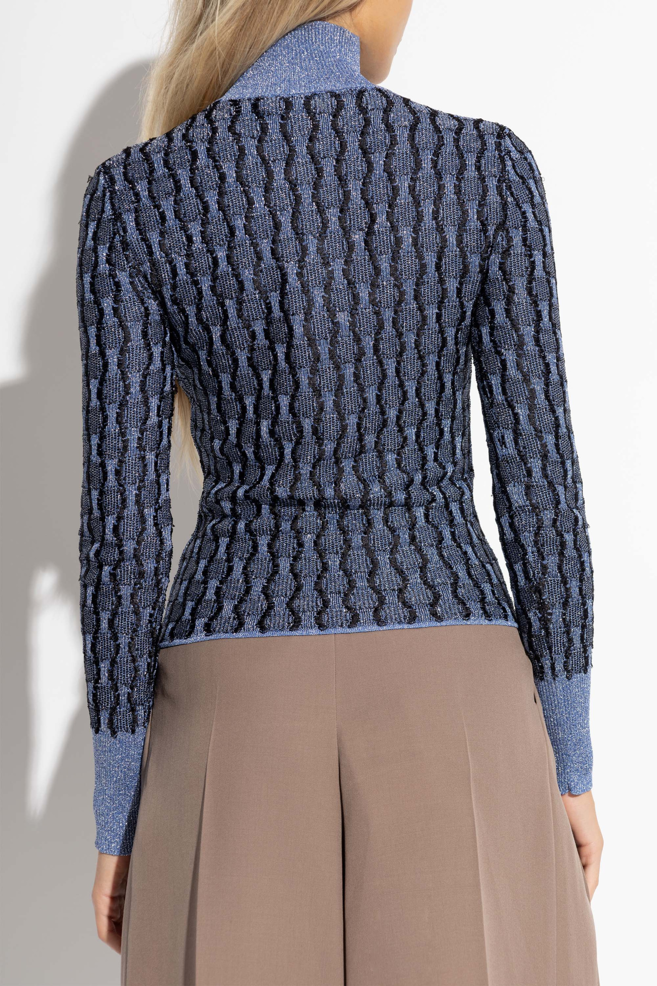 Lanvin Lurex Thread Turtleneck Jumper In Blue
