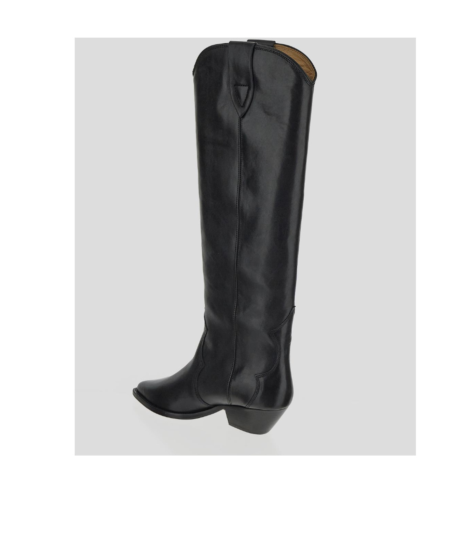 Isabel Marant Denvee Black Knee-high Boots With Medium Block Heel In Leather Woman In Black