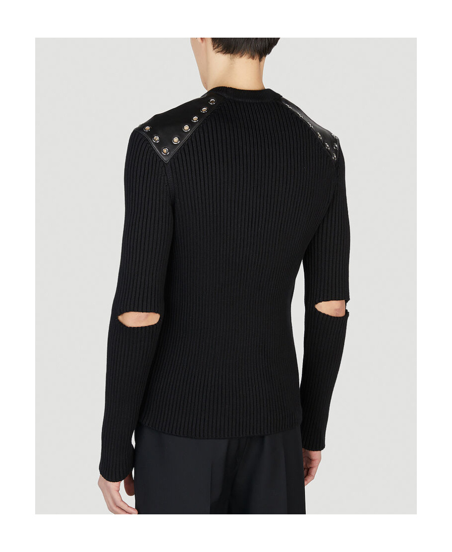 Alexander Mcqueen Eyelet Embellished Jumper In Black
