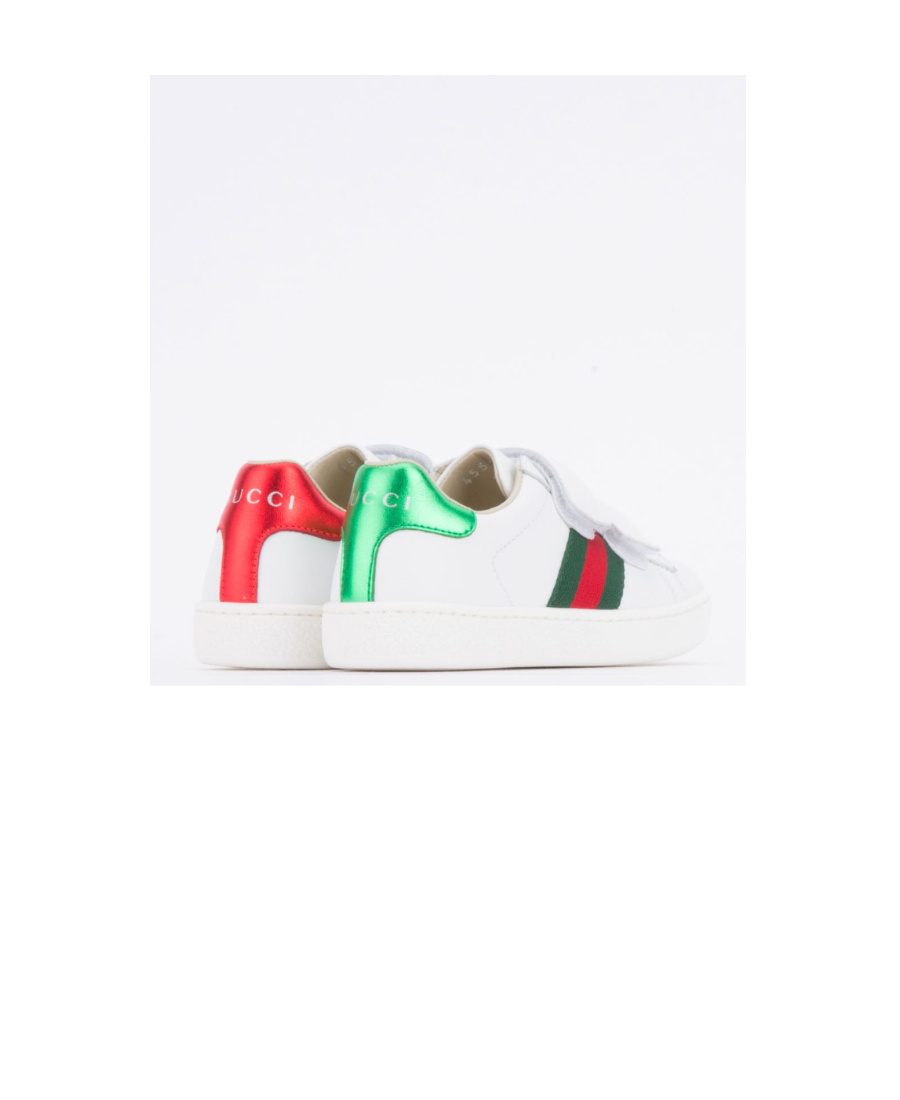 Gucci Leather Strap Sneakers In White