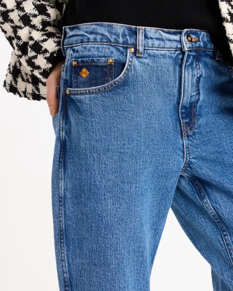 Kate Spade Straight Leg Denim Pant In Blue