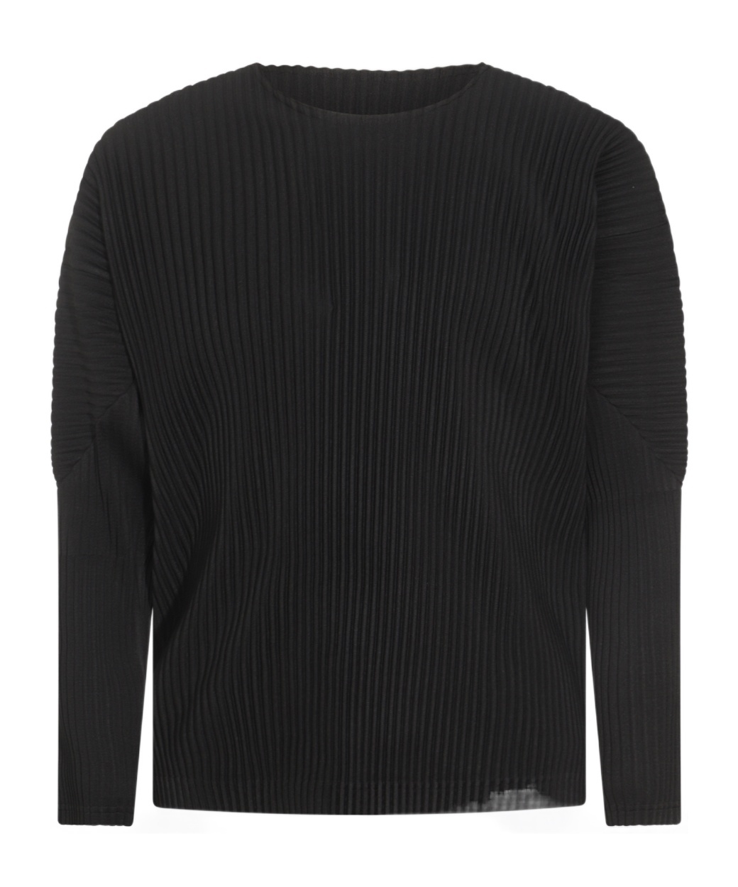 Issey Miyake Ns Black Pleated Long Sleeves Regular-fit Knitted T-shirt In Black