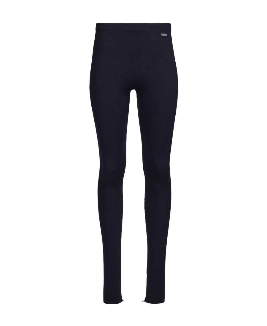 Ferragamo Logo-plaque Knitted Leggings In Black
