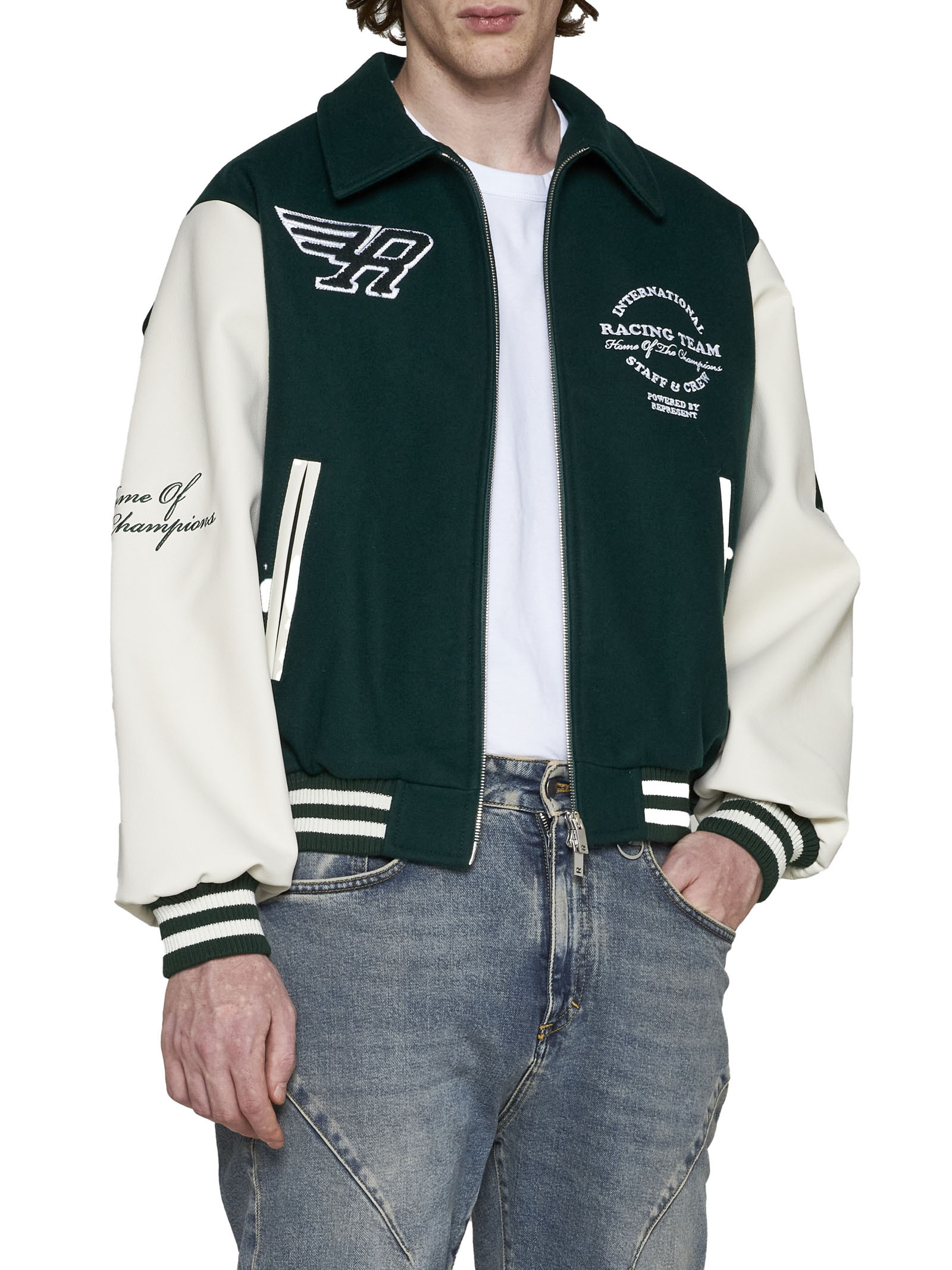 Represent Panelled Bomber Jacket In Green