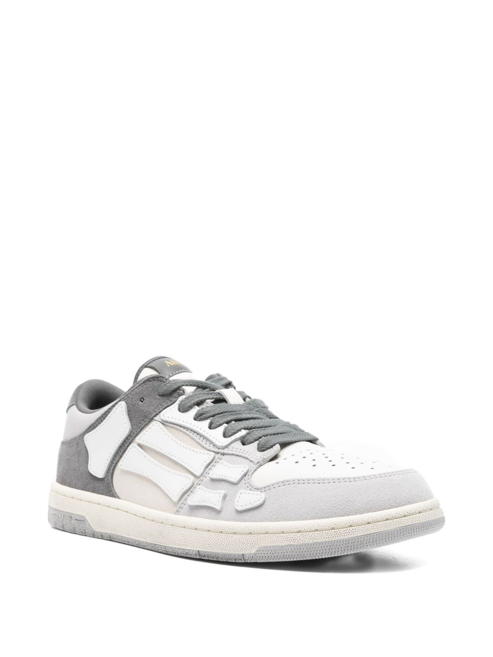 Amiri Distressed Low Top Sneakers With Skeleton Detail In Gray