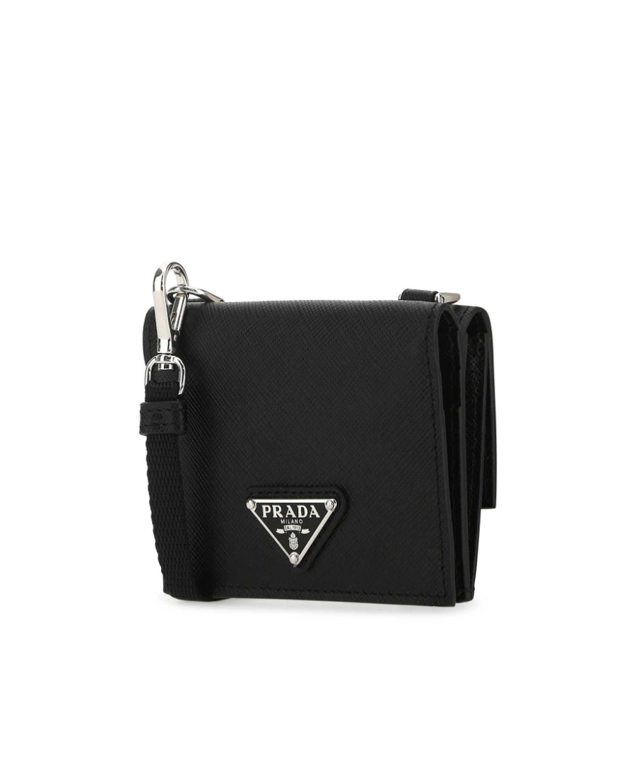 Prada Man Black Leather Cardholder In Black